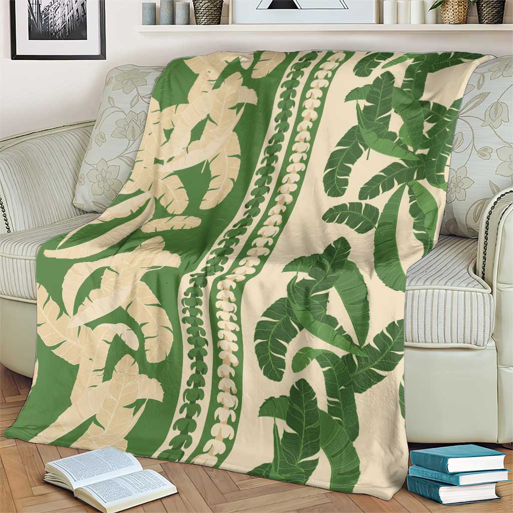 Hawaii Pua Kenikeni Lei Blanket With Lau Maia Green