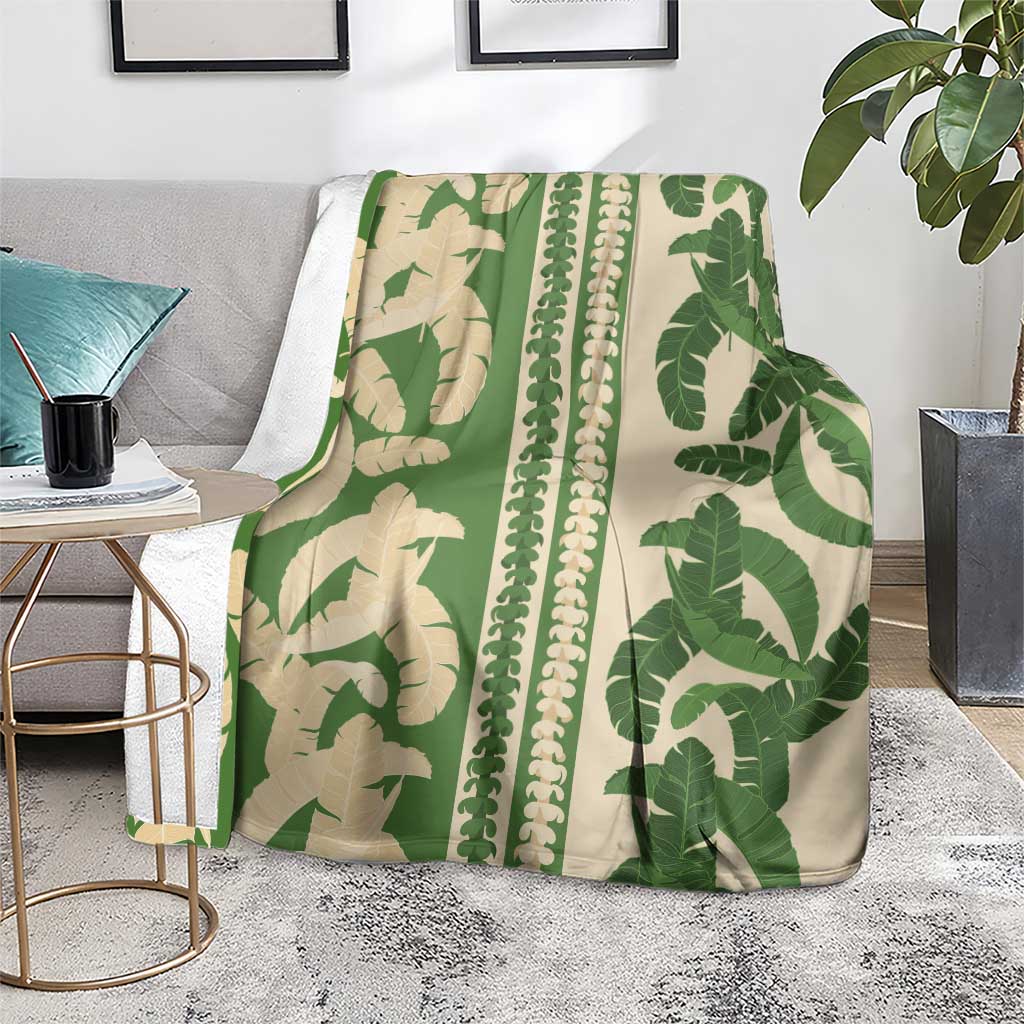 Hawaii Pua Kenikeni Lei Blanket With Lau Maia Green