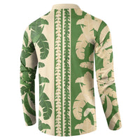 Hawaii Pua Kenikeni Lei Button Sweatshirt With Lau Maia Green LT05 - Polynesian Pride