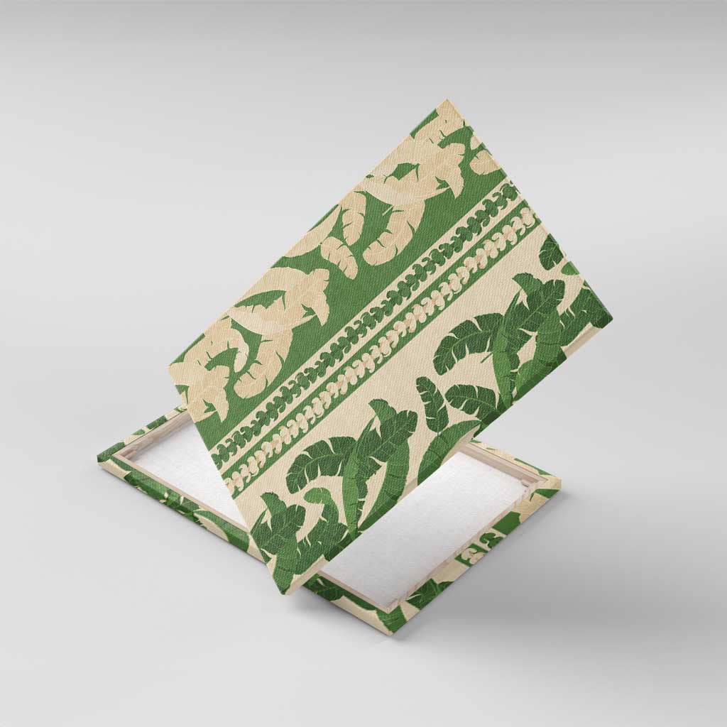 Hawaii Pua Kenikeni Lei Canvas Wall Art With Lau Maia Green LT05 With Frame Green - Polynesian Pride
