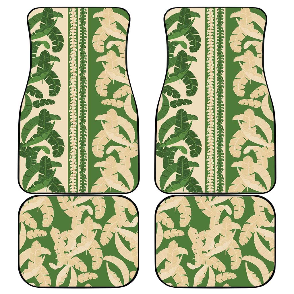 Hawaii Pua Kenikeni Lei Car Mats With Lau Maia Green LT05 - Polynesian Pride