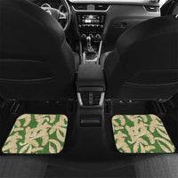 Hawaii Pua Kenikeni Lei Car Mats With Lau Maia Green LT05 Set 2pcs - Back Green - Polynesian Pride