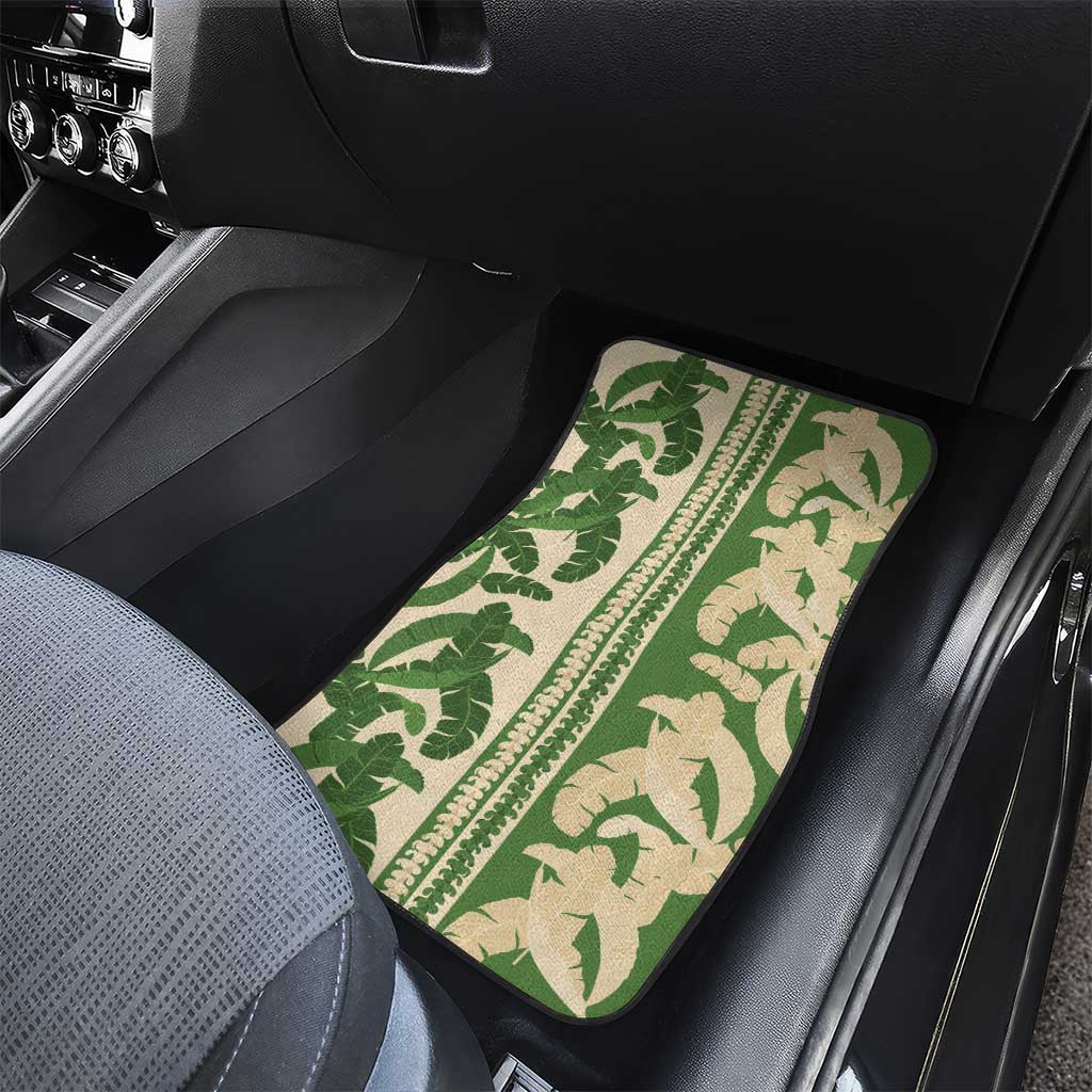 Hawaii Pua Kenikeni Lei Car Mats With Lau Maia Green LT05 - Polynesian Pride