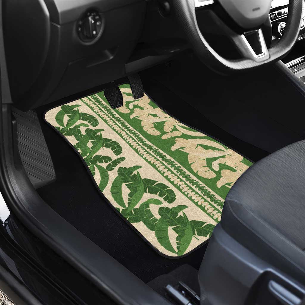Hawaii Pua Kenikeni Lei Car Mats With Lau Maia Green LT05 - Polynesian Pride