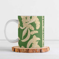Hawaii Pua Kenikeni Lei Ceramic Mug With Lau Maia Green LT05 Green - Polynesian Pride