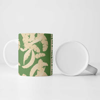 Hawaii Pua Kenikeni Lei Ceramic Mug With Lau Maia Green LT05 - Polynesian Pride