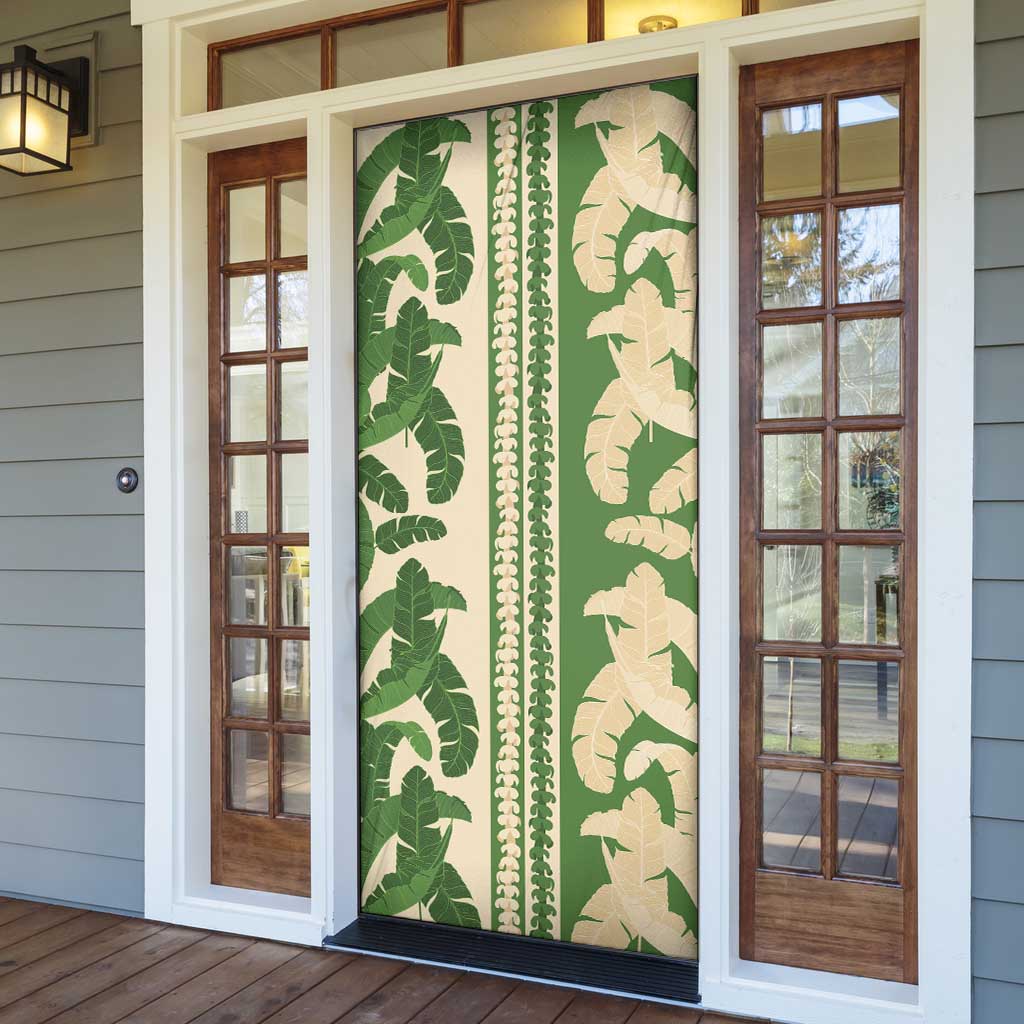 Hawaii Pua Kenikeni Lei Door Cover With Lau Maia Green LT05 - Polynesian Pride