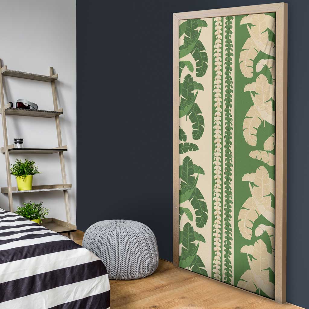 Hawaii Pua Kenikeni Lei Door Cover With Lau Maia Green LT05 - Polynesian Pride