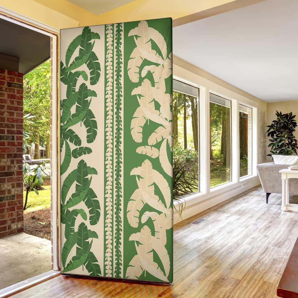 Hawaii Pua Kenikeni Lei Door Cover With Lau Maia Green LT05 - Polynesian Pride