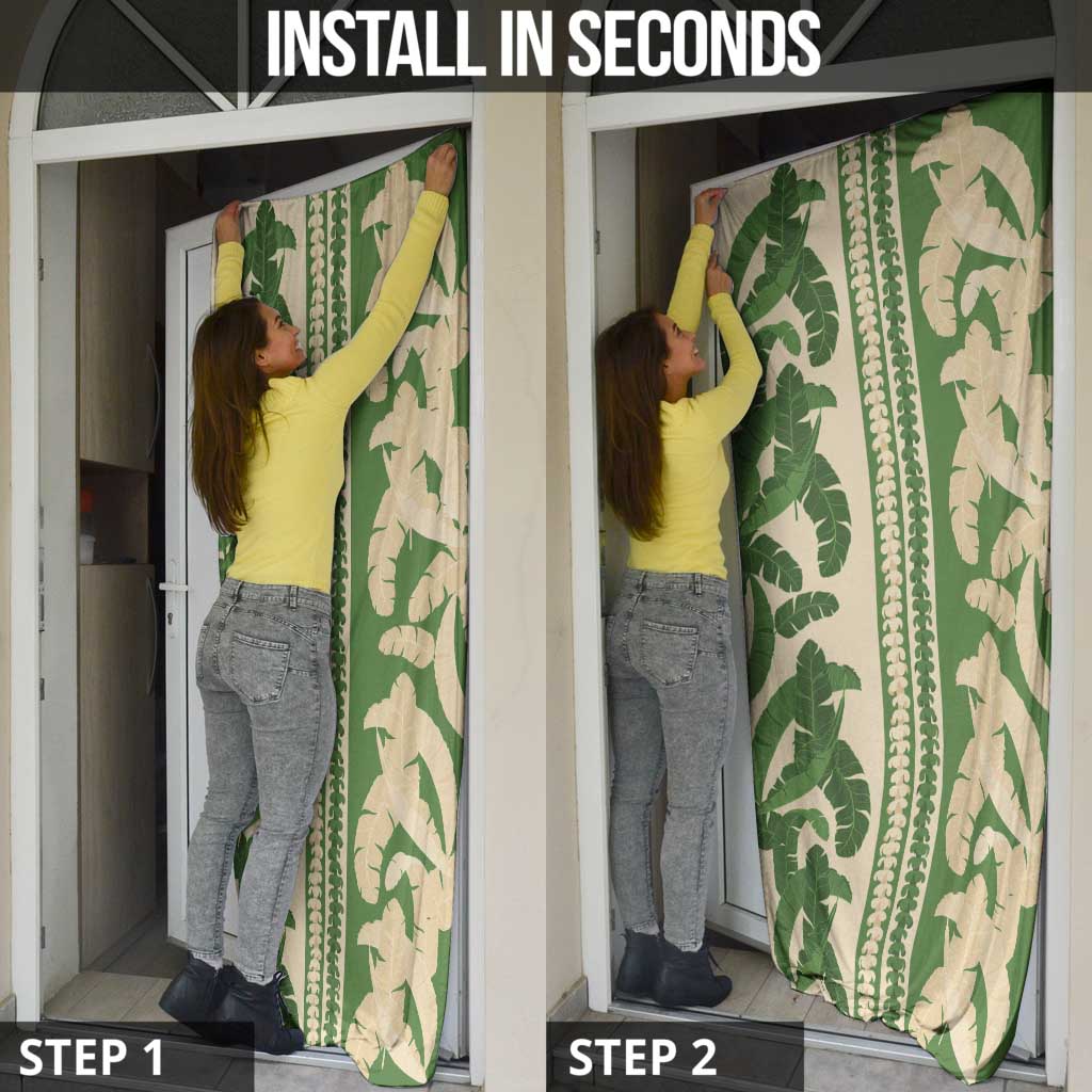 Hawaii Pua Kenikeni Lei Door Cover With Lau Maia Green LT05 - Polynesian Pride