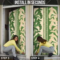 Hawaii Pua Kenikeni Lei Door Cover With Lau Maia Green LT05 - Polynesian Pride