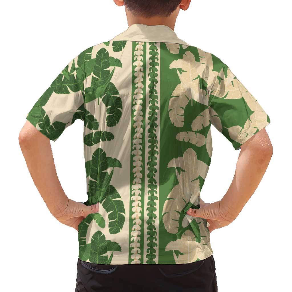 Hawaii Pua Kenikeni Lei Family Matching Mermaid Dress and Hawaiian Shirt With Lau Maia Green
