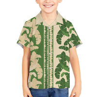 Hawaii Pua Kenikeni Lei Family Matching Summer Maxi Dress and Hawaiian Shirt With Lau Maia Green