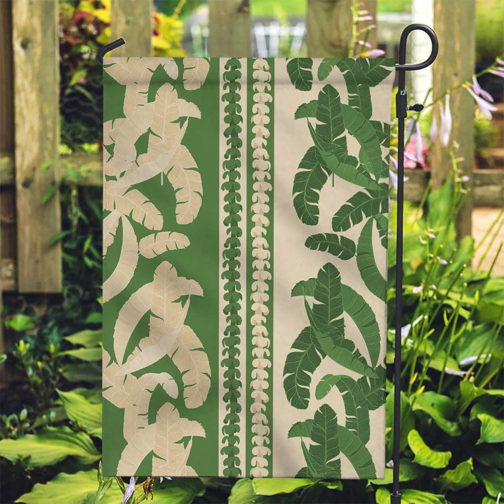 Hawaii Pua Kenikeni Lei Garden Flag With Lau Maia Green LT05 Garden Flag Green - Polynesian Pride