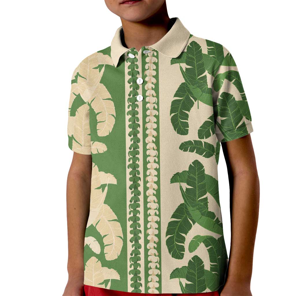 Hawaii Pua Kenikeni Lei Kid Polo Shirt With Lau Maia Green LT05 Kid Green - Polynesian Pride