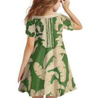 Hawaii Pua Kenikeni Lei Kid Short Sleeve Dress With Lau Maia Green