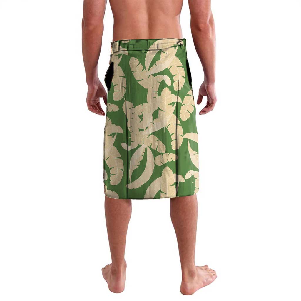 Hawaii Pua Kenikeni Lei Lavalava With Lau Maia Green LT05 - Polynesian Pride