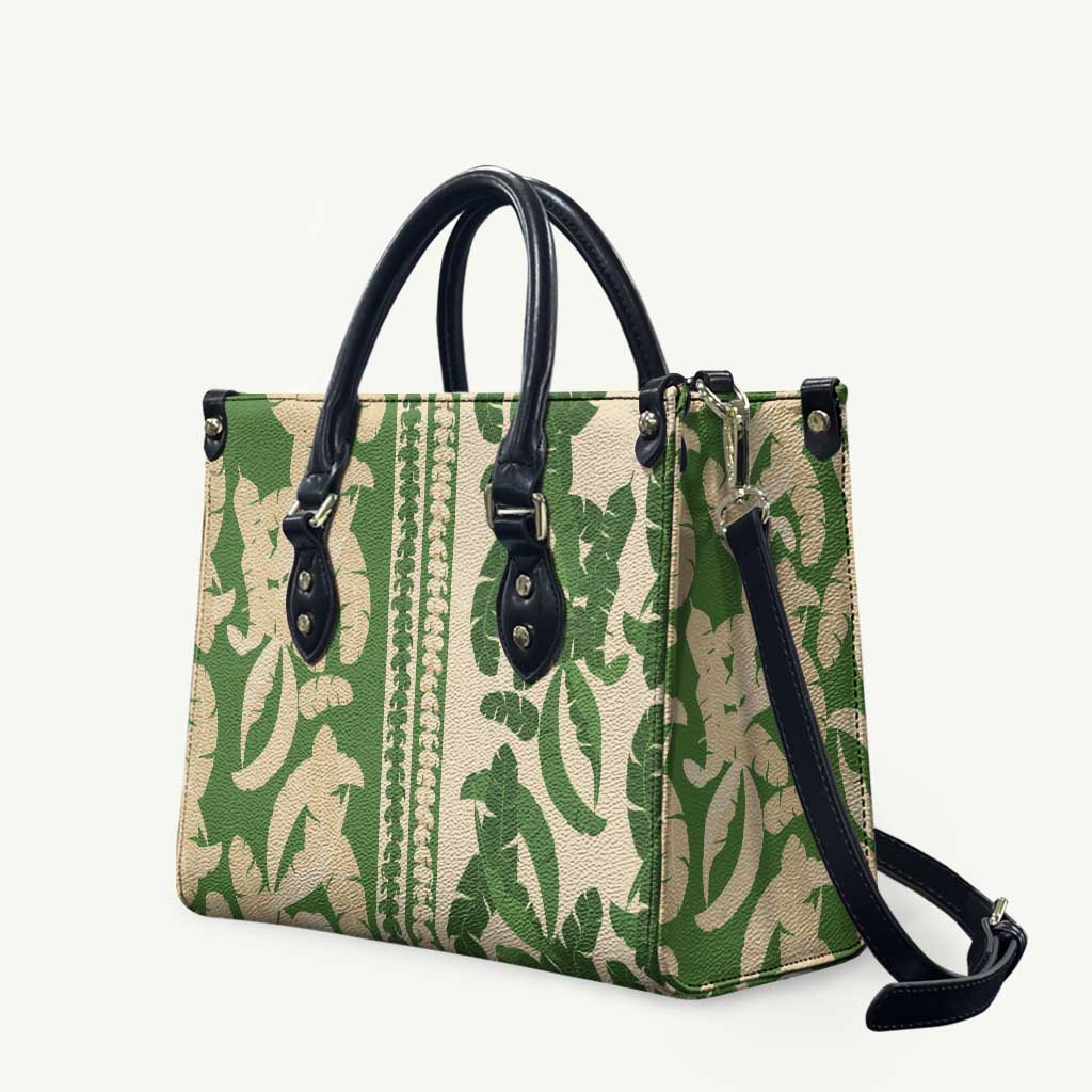 Hawaii Pua Kenikeni Lei Leather Bag With Lau Maia Green