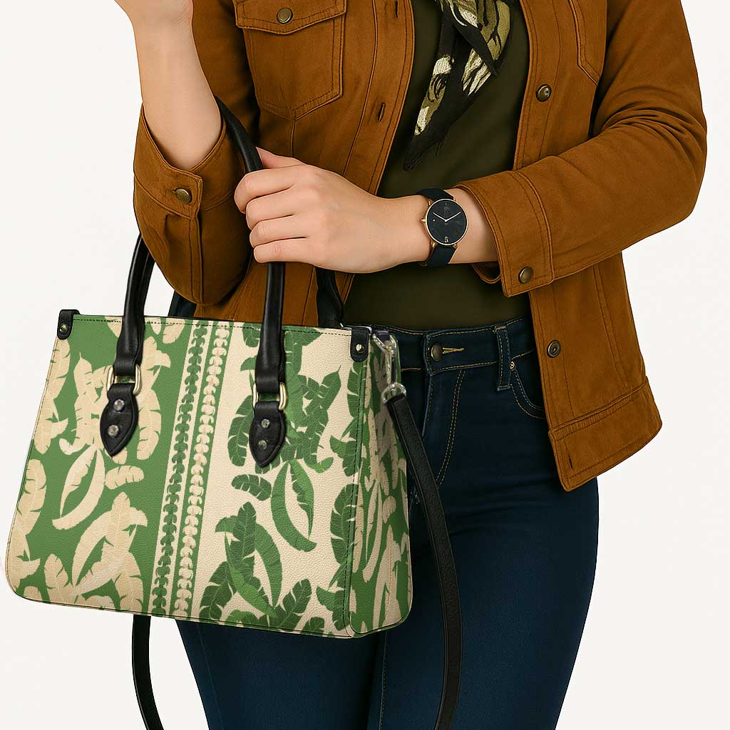 Hawaii Pua Kenikeni Lei Leather Bag With Lau Maia Green