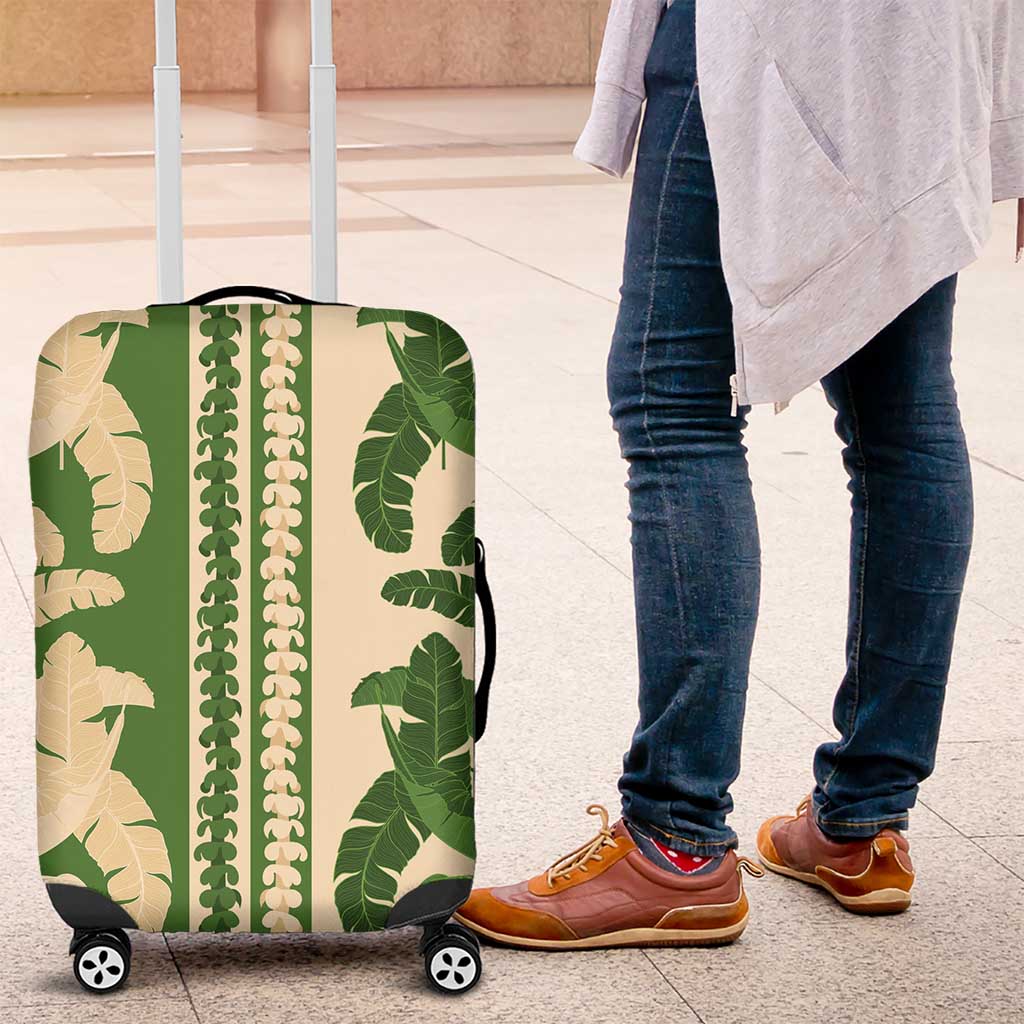 Hawaii Pua Kenikeni Lei Luggage Cover With Lau Maia Green