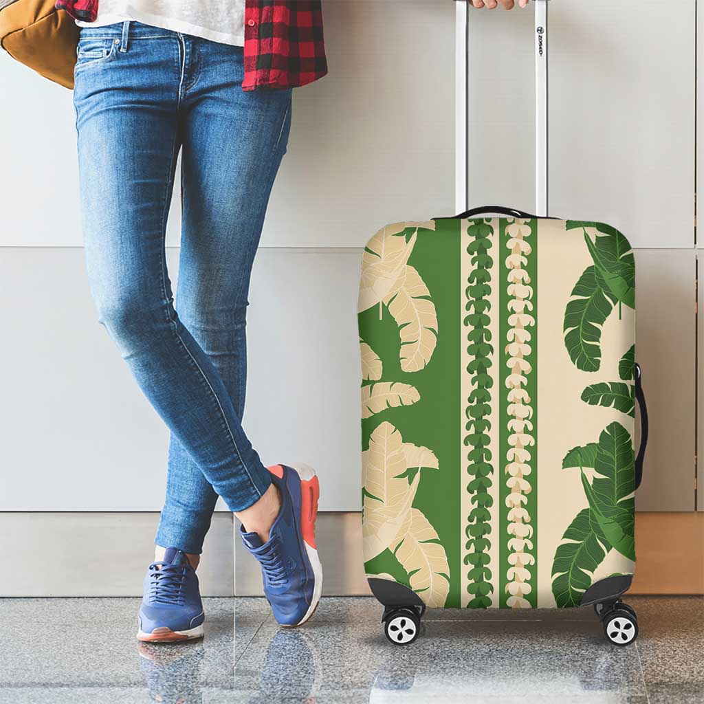 Hawaii Pua Kenikeni Lei Luggage Cover With Lau Maia Green LT05 - Polynesian Pride