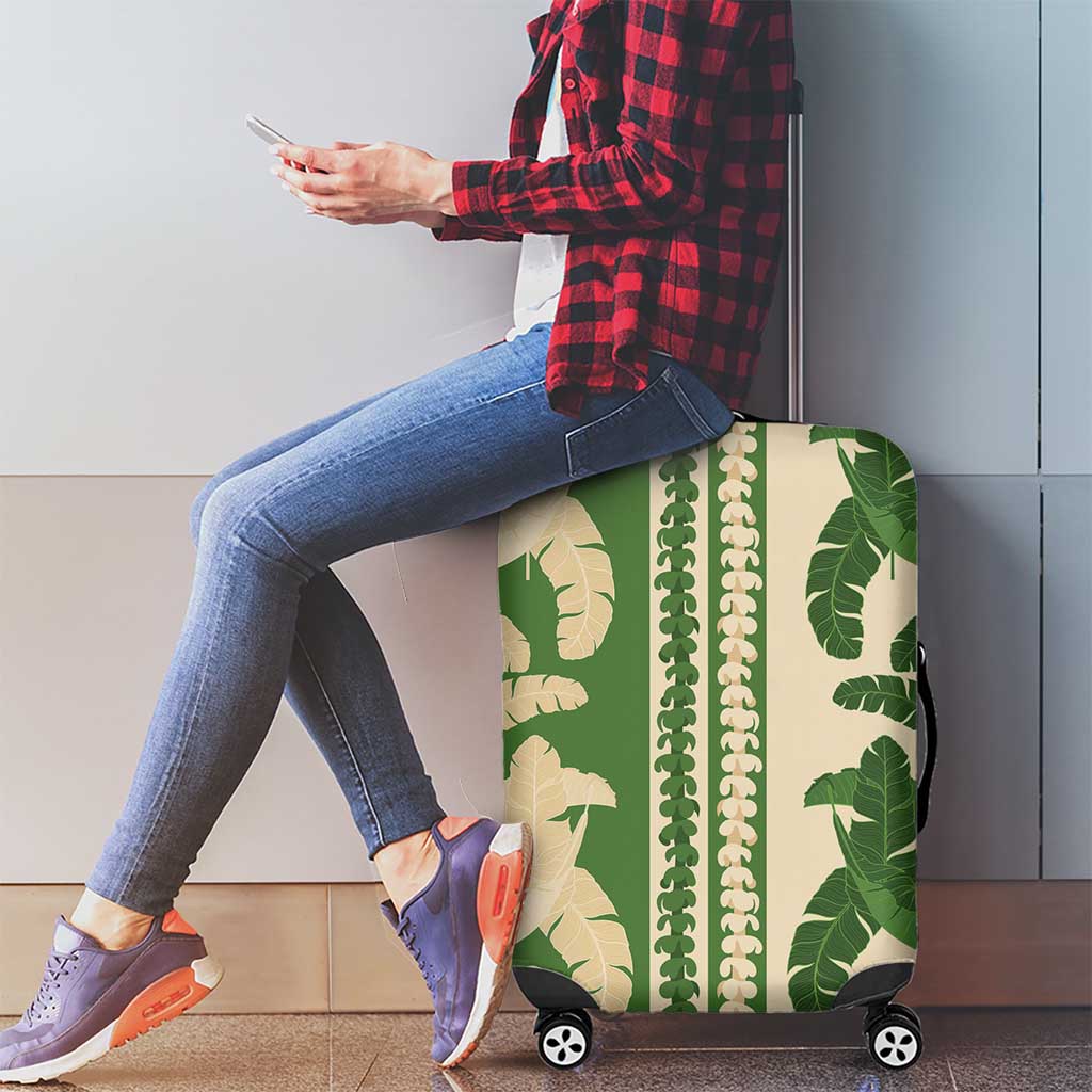 Hawaii Pua Kenikeni Lei Luggage Cover With Lau Maia Green LT05 - Polynesian Pride