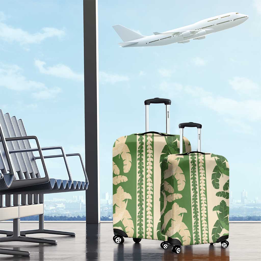 Hawaii Pua Kenikeni Lei Luggage Cover With Lau Maia Green LT05 - Polynesian Pride