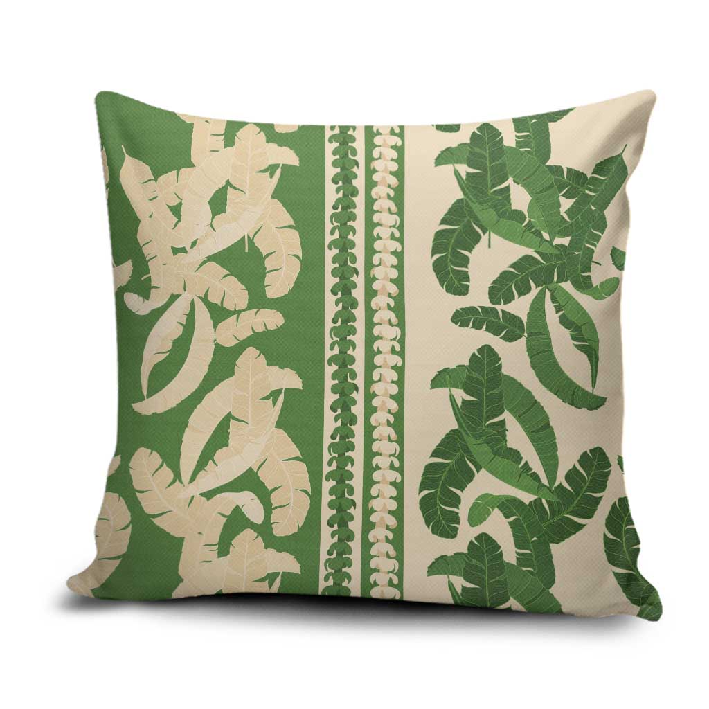 Hawaii Pua Kenikeni Lei Pillow Cover With Lau Maia Green LT05 Green - Polynesian Pride
