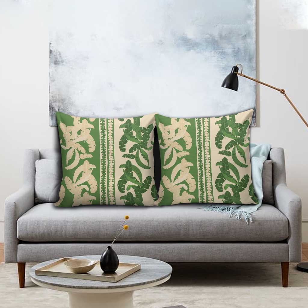 Hawaii Pua Kenikeni Lei Pillow Cover With Lau Maia Green LT05 - Polynesian Pride