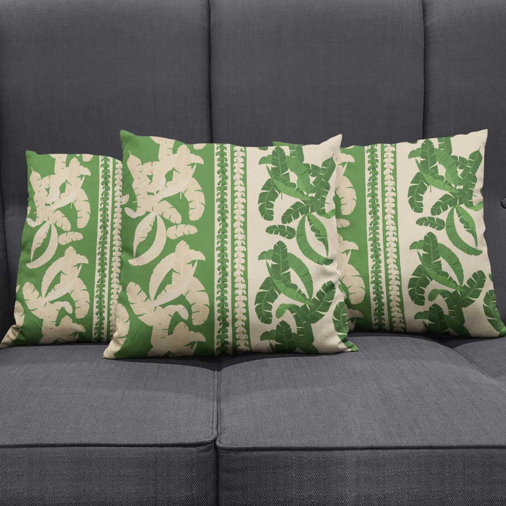 Hawaii Pua Kenikeni Lei Pillow Cover With Lau Maia Green LT05 - Polynesian Pride