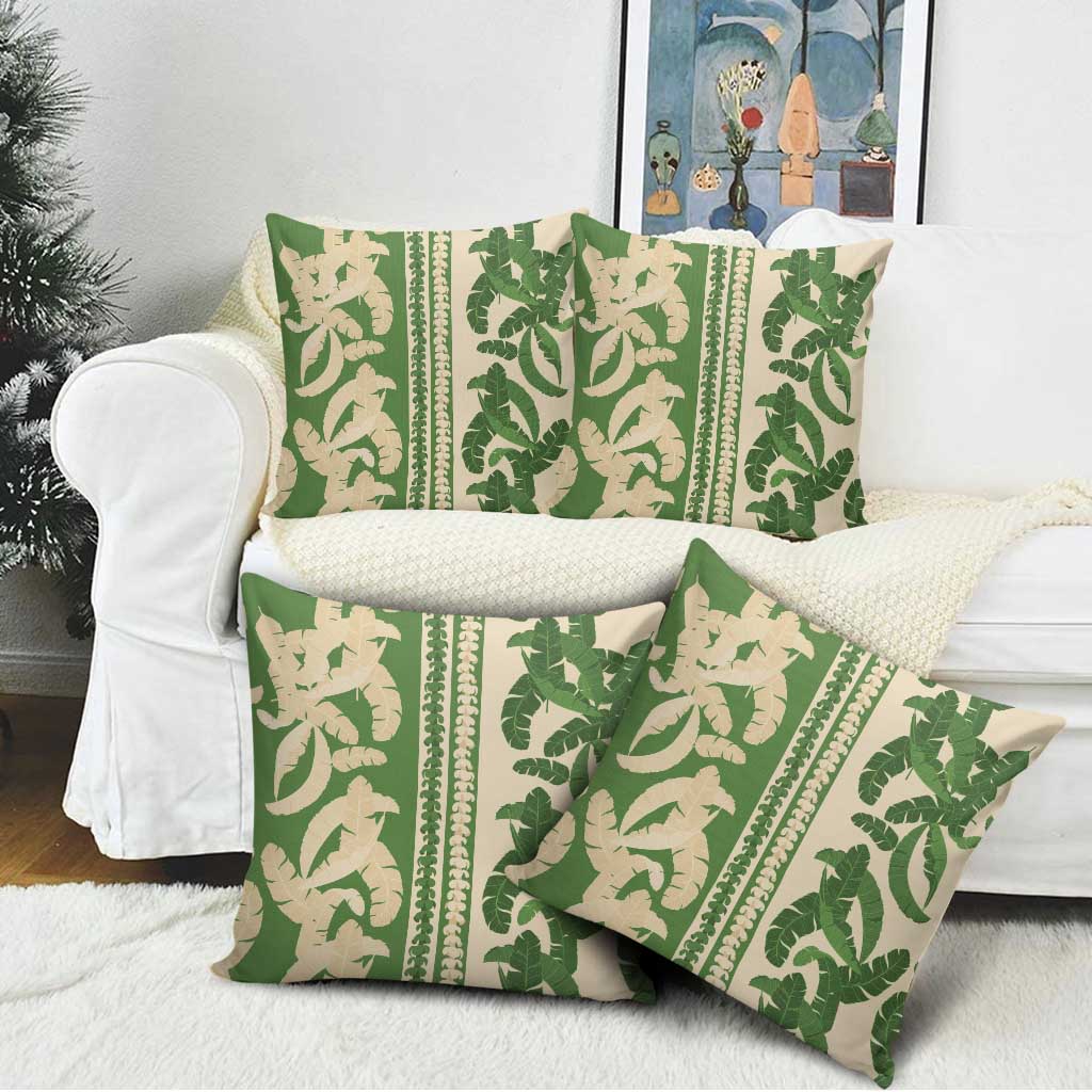 Hawaii Pua Kenikeni Lei Pillow Cover With Lau Maia Green LT05 - Polynesian Pride