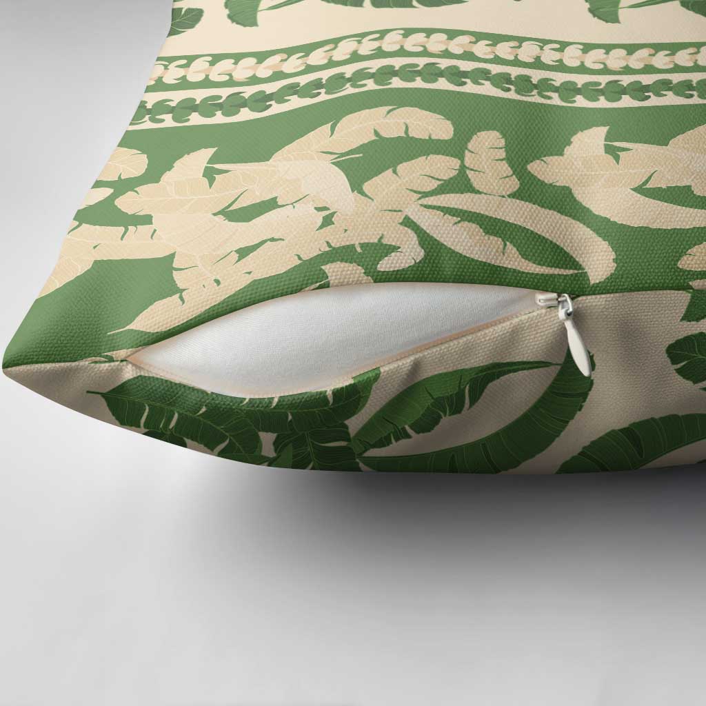 Hawaii Pua Kenikeni Lei Pillow Cover With Lau Maia Green LT05 - Polynesian Pride