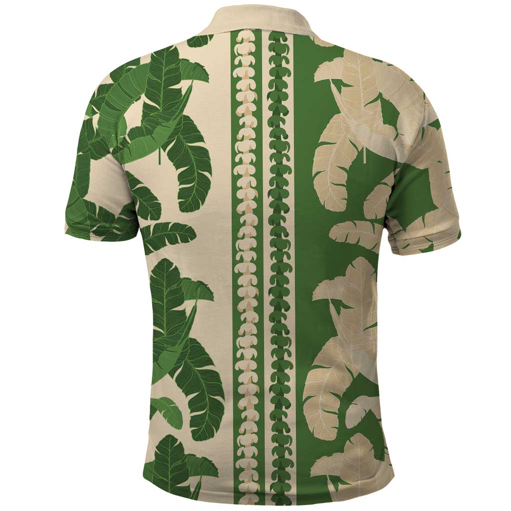 Hawaii Pua Kenikeni Lei Polo Shirt With Lau Maia Green LT05 - Polynesian Pride
