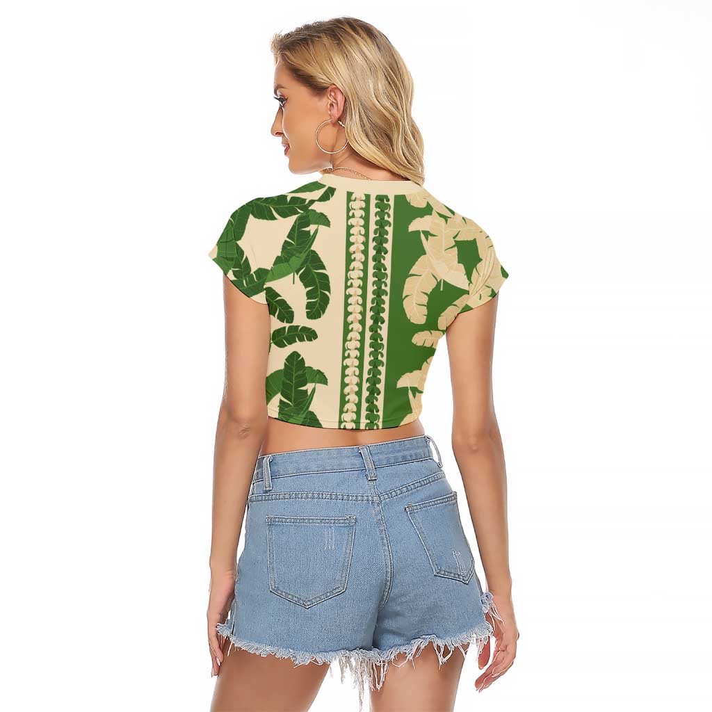 Hawaii Pua Kenikeni Lei Raglan Cropped T Shirt With Lau Maia Green LT05 - Polynesian Pride