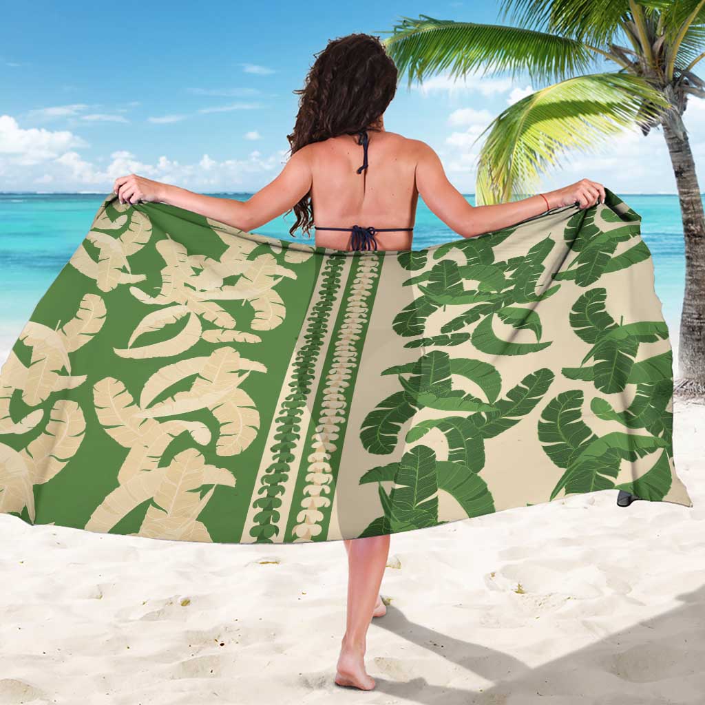 Hawaii Pua Kenikeni Lei Sarong With Lau Maia Green LT05 - Polynesian Pride