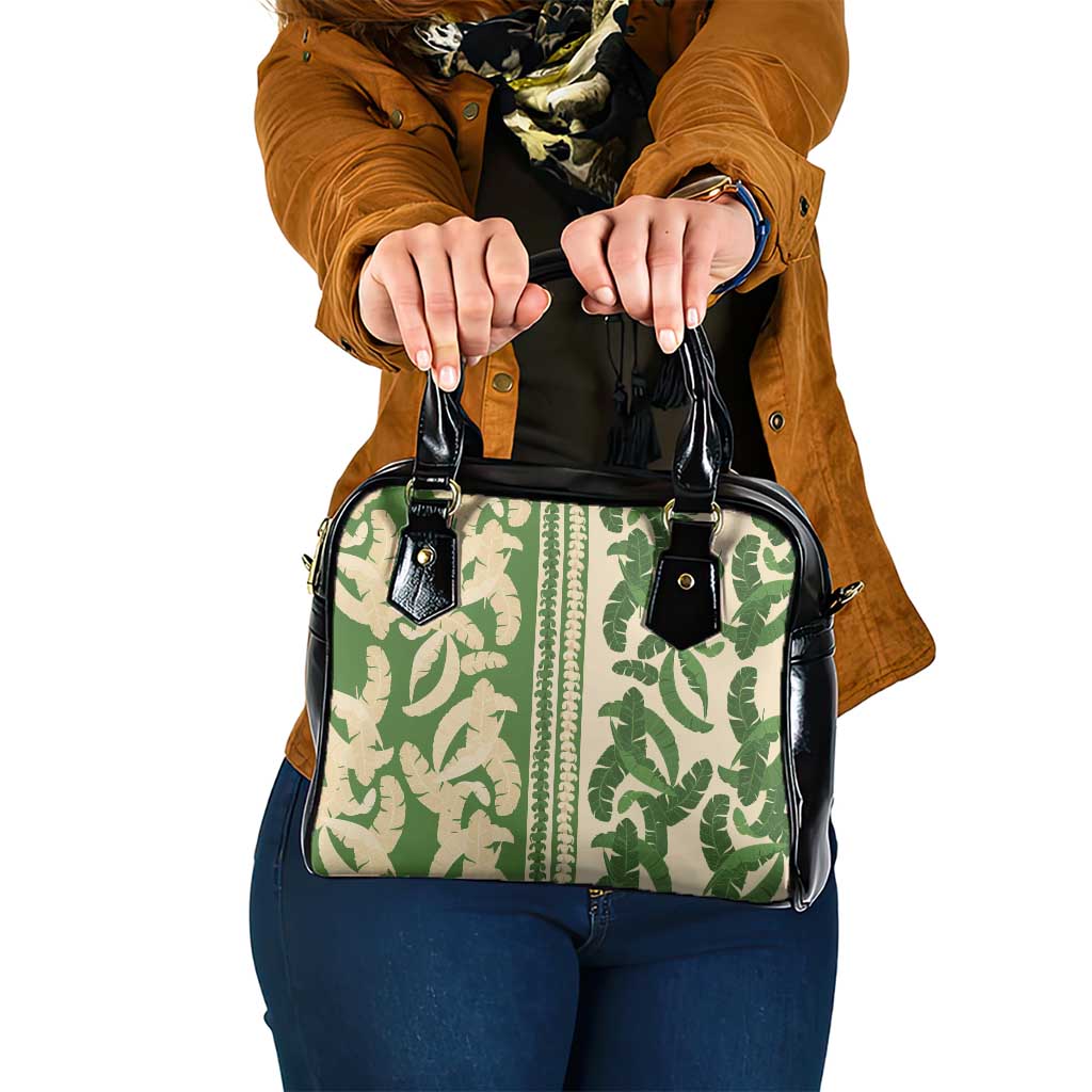 Hawaii Pua Kenikeni Lei Shoulder Handbag With Lau Maia Green LT05 One Size Green - Polynesian Pride