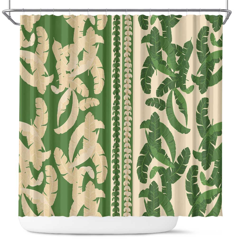 Hawaii Pua Kenikeni Lei Shower Curtain With Lau Maia Green LT05 Green - Polynesian Pride