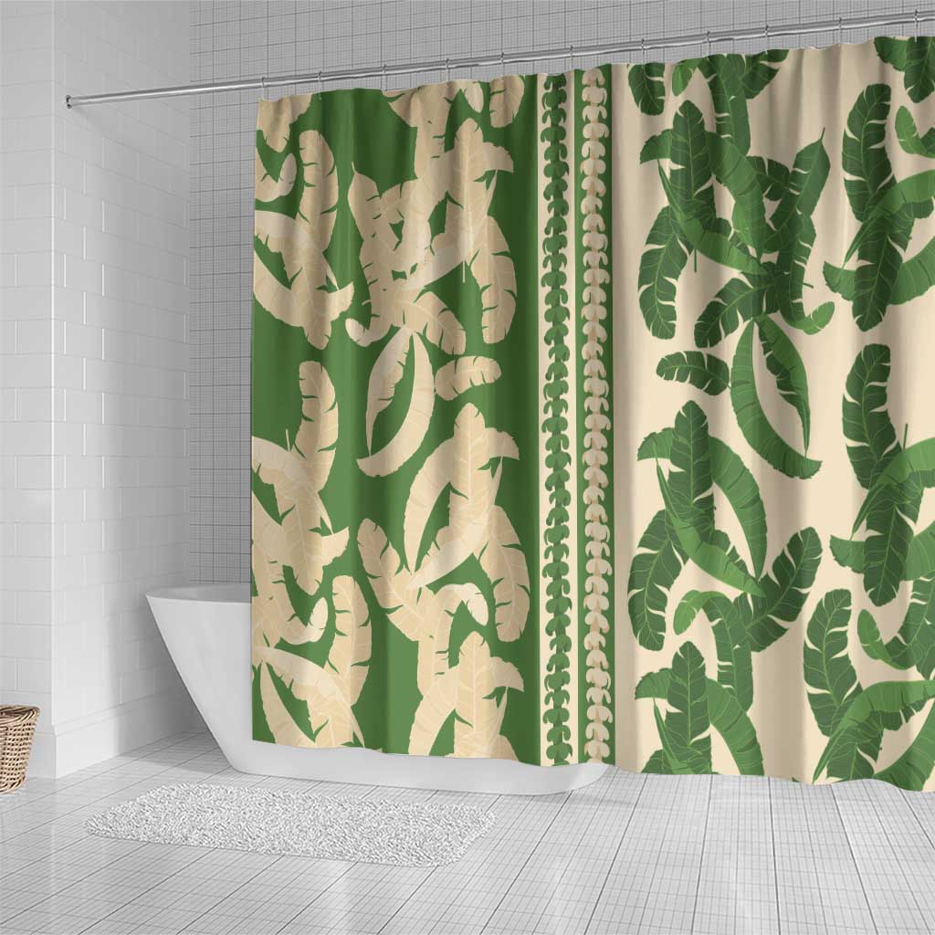 Hawaii Pua Kenikeni Lei Shower Curtain With Lau Maia Green LT05 - Polynesian Pride