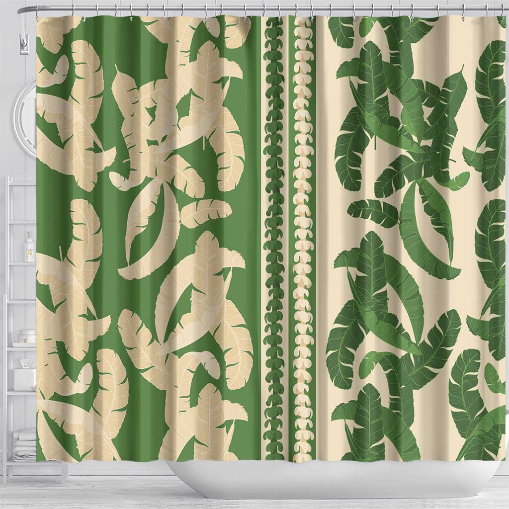 Hawaii Pua Kenikeni Lei Shower Curtain With Lau Maia Green LT05 - Polynesian Pride