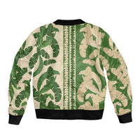 Hawaii Pua Kenikeni Lei Sleeve Zip Bomber Jacket With Lau Maia Green LT05 - Polynesian Pride