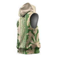 Hawaii Pua Kenikeni Lei Sleeveless Hoodie With Lau Maia Green LT05 - Polynesian Pride