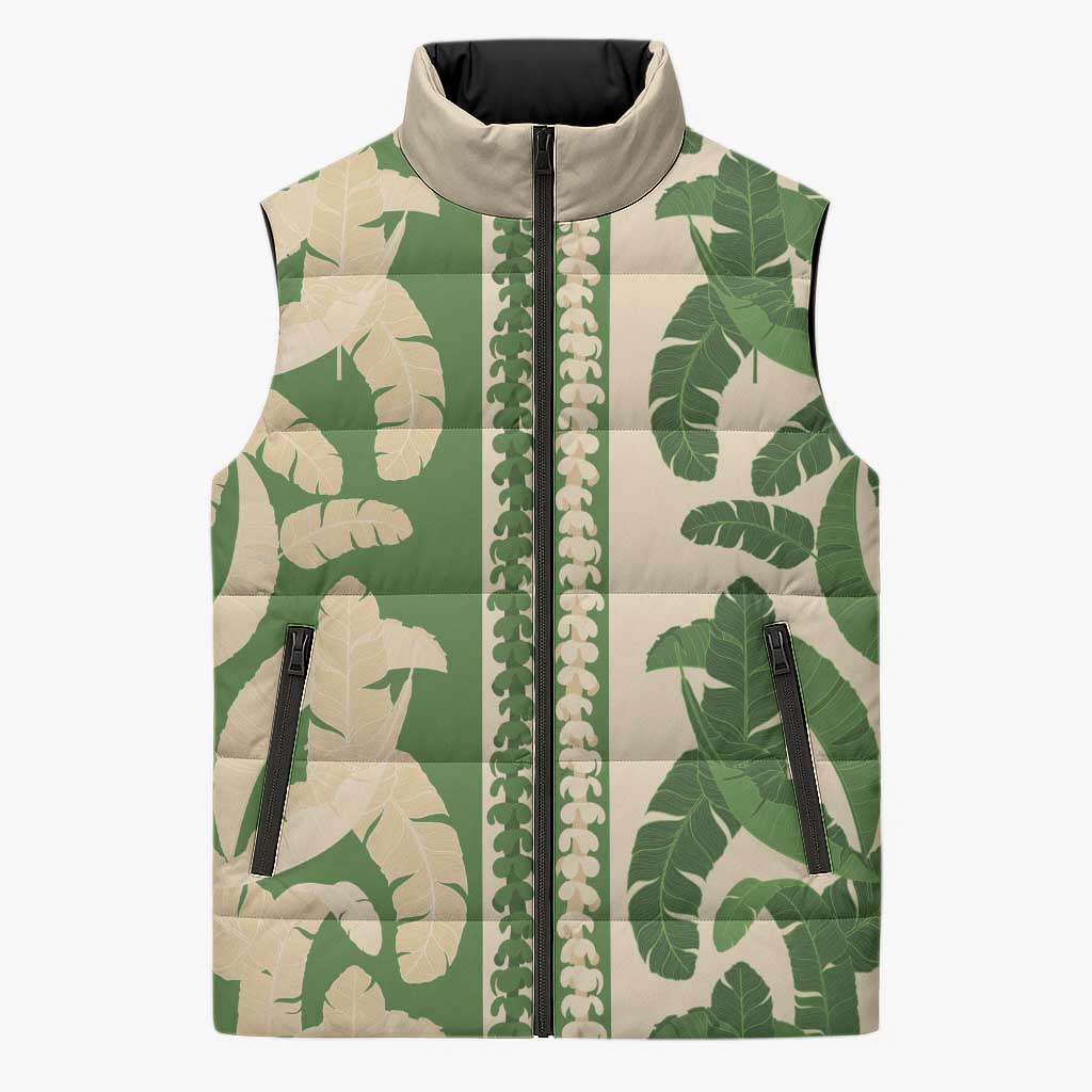 Hawaii Pua Kenikeni Lei Sleeveless Puffer Jacket With Lau Maia Green