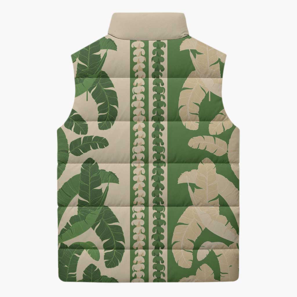 Hawaii Pua Kenikeni Lei Sleeveless Puffer Jacket With Lau Maia Green