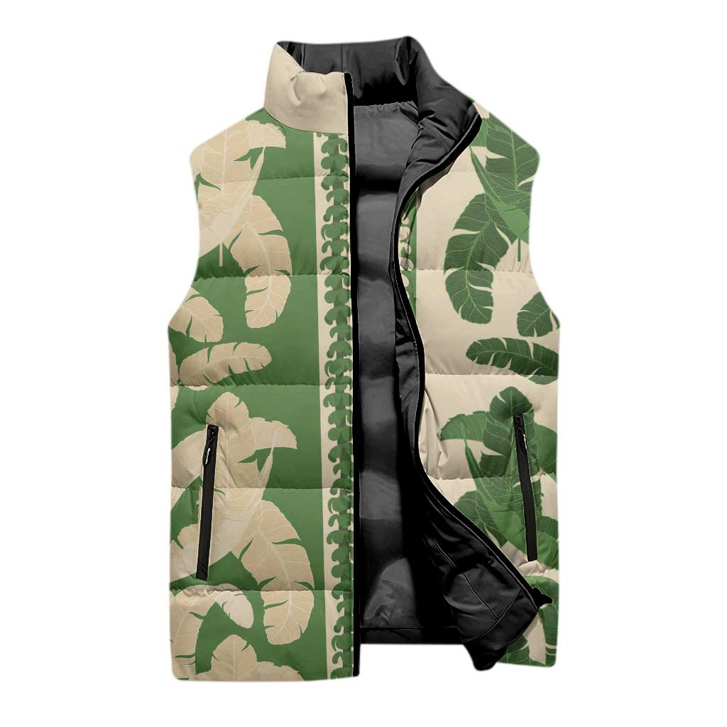Hawaii Pua Kenikeni Lei Sleeveless Puffer Jacket With Lau Maia Green