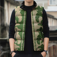 Hawaii Pua Kenikeni Lei Sleeveless Puffer Jacket With Lau Maia Green