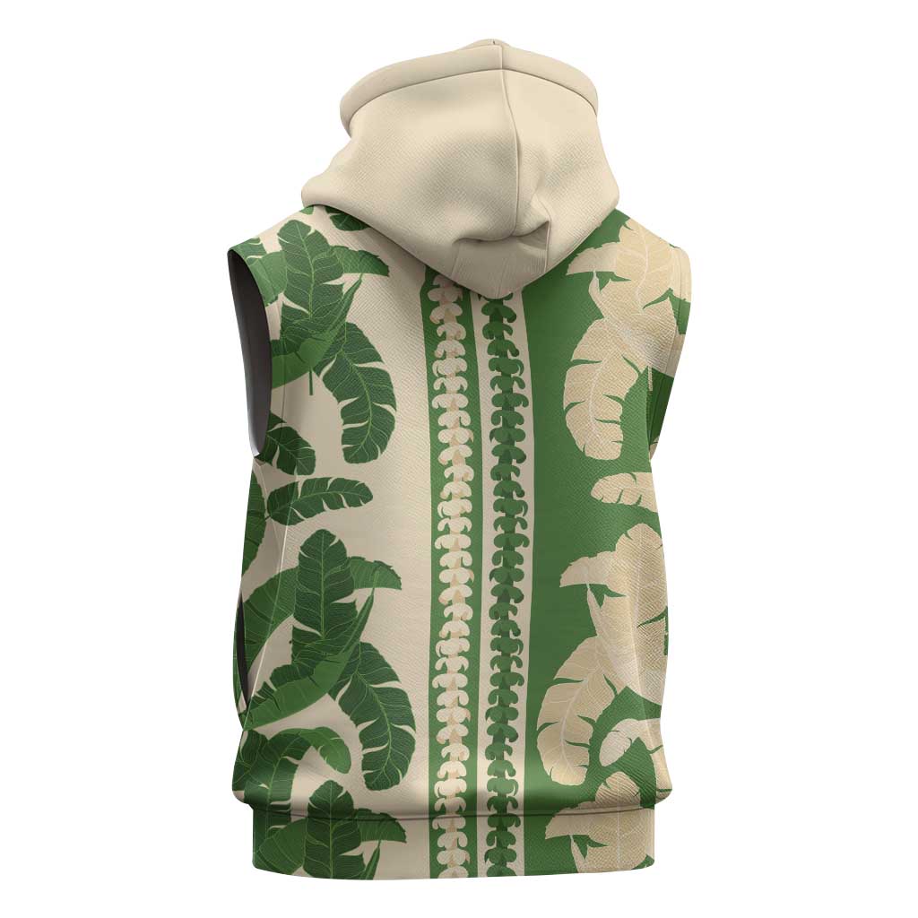 Hawaii Pua Kenikeni Lei Sleeveless Zip Hoodie With Lau Maia Green LT05 - Polynesian Pride