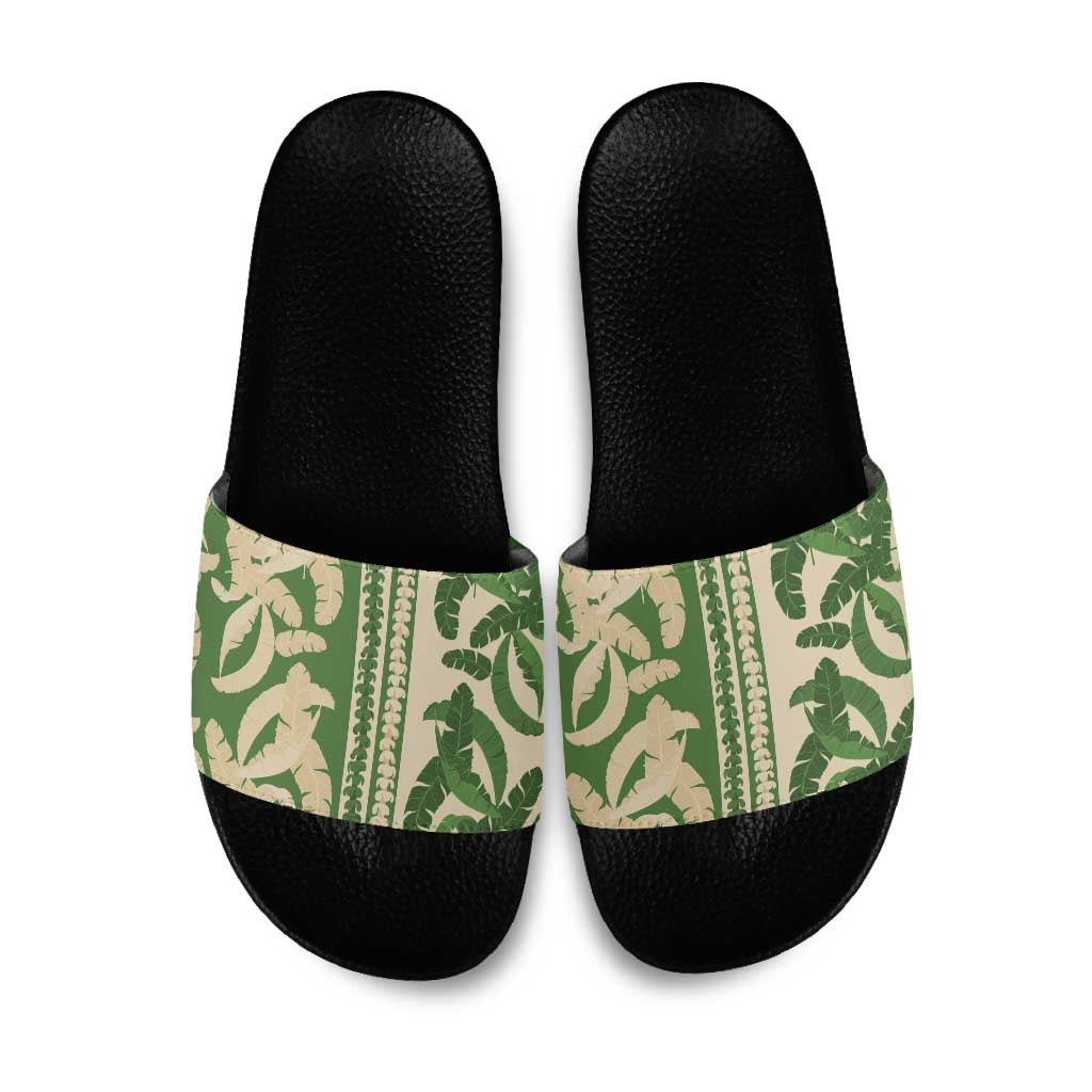 Hawaii Pua Kenikeni Lei Slide Sandals With Lau Maia Green LT05 Green - Polynesian Pride