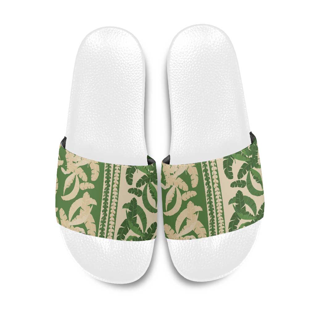 Hawaii Pua Kenikeni Lei Slide Sandals With Lau Maia Green LT05 Green - Polynesian Pride
