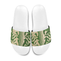 Hawaii Pua Kenikeni Lei Slide Sandals With Lau Maia Green LT05 Green - Polynesian Pride