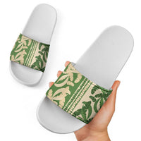 Hawaii Pua Kenikeni Lei Slide Sandals With Lau Maia Green LT05 - Polynesian Pride